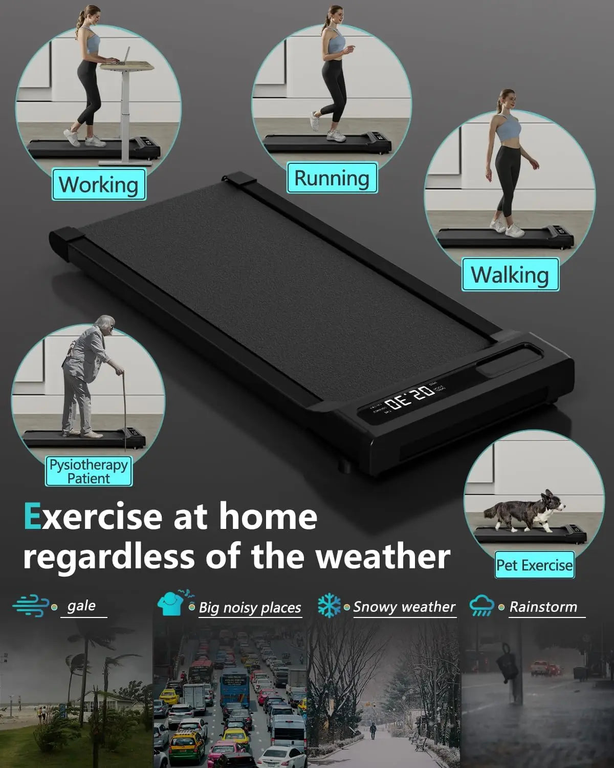 4-in-1 LED Walking Pad: Portable Treadmill for Home & Office